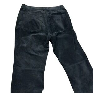 HUGO BUSCATI Black Suede Leather Pants Women's Size 6 Flare Leg